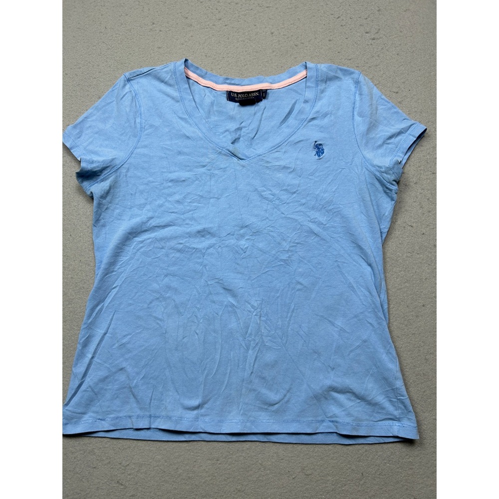 U.S. Polo Assn. T-Shirt Cotton Spandex Light Blue Large Womens
